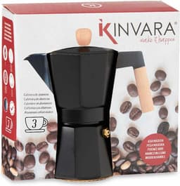 Italiaanse Koffiepot Hout Aluminium 3 Koppar — thumbnail 2