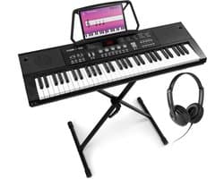 MAX KB15 Keyboard set met koptelefoon en keyboardstandaard - Ideaal voor beginners - Oplaadbare accu