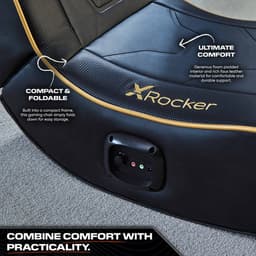 Gamestoel voor kinderen - X Rocker Shadow - inklapbaar - 2.0 audio - 2 speakers - floor rocker – zwart/goud — thumbnail 2