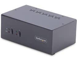 StarTech.com 2-Port Dual-Monitor DisplayPort KVM Switch, 4K 60Hz, 2x USB 5Gbps Hub Ports, 2x USB 2.0 HID Ports, Hotkey en Drukknop Schakelaar, TAA Compliant, ESD Level 3 Bescherming