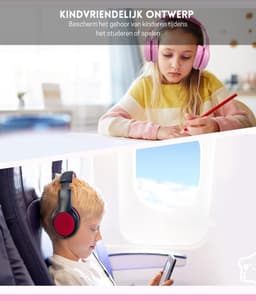 Intelectro Koptelefoon voor Kinderen - Veiligheid en Plezier in Eén! - Hoogwaardige Stereogeluid - Comfortabele Draagervaring - HD Microfoon - Volumeregeling - Brede Compatibiliteit en Audio Delen - Roze - Levering Sneller dan Aangegeven! — thumbnail 2