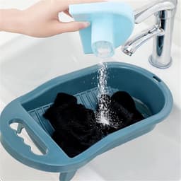 Borvat® Mini Antislip Wasbord - Huishoudelijk Gebruik voor Studenten - Perfect voor Kleding en Sokken Wassen - Instrument Washboard - Washboard Voor Kinderen - Handmatige Wasmachine - Niet-elektrisch - met Waskom - Random Kleuren — thumbnail 4