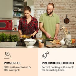 Klarstein magnetron met Grill, 800 Watt magnetron klein, 3 in 1Edelstahl magnetron rood, Kleine 20 Liter magnetron met ontdooi en Pizzafunktion, Drehteller, Platzsparend, Einfach zu Bedienen - voor Keuken - Bruin - Microwave — thumbnail 7