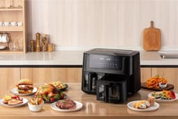 Equivera Dubbele Airfryer - Dubbele Mand - Dual Cook - Heteluchtfriteuse - Verschillende Programma's - Dual Zone - Mega — thumbnail 5