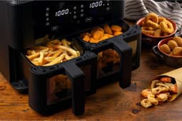 Equivera Dubbele Airfryer - Dubbele Mand - Dual Cook - Heteluchtfriteuse - Verschillende Programma's - Dual Zone - Mega — thumbnail 3