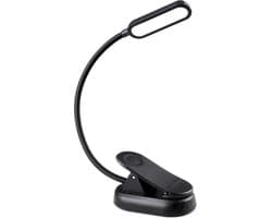 TKtrading Draadloos USB-C Leeslampje Zwart - Oplaadbaar - Flexibele Zwanenhals - Voor Boek, E-reader & Bed - 4 Helderheidsstanden