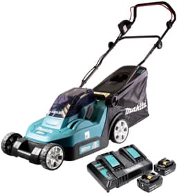 Makita DLM 382 CT2 accu grasmaaier 36 V ( 2x 18 V ) 38 cm 40 L + 2x accu 5.0 Ah + dubbele lader — thumbnail 2