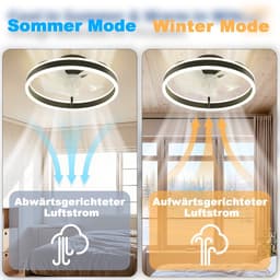 NETTLIFE Plafondventilator met verlichting 40cm - zwart en wit - dimbaar met afstandsbediening - 6 standen Ventilator - LED 34W - Timer plafondlamp - voor slaapkamer | woonkamer | keuken | hal — thumbnail 5