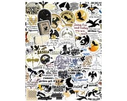 100 Stickers - Fourth Wing Esthetiek - Fantasy - Draak Stickers - Waterbestendig - Voor Bullet Journal, Laptop, Telefoon - Cadeau onder €15, Kerstcadeau, Sinterklaascadeau, Schoencadeau