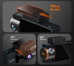 Wolfbox i17 3CH 4K Wifi Gps 64gb dashcam - Camera voor + achter + interieur - Wifi en Gps - Parkeermodus - 3,0 inch Lcd - 4K resolutie - 64gb Micro SD kaart - dashcam voor auto — thumbnail 3