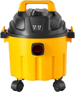 Nat-/droogzuiger voor werkplaatsen, 10 l inhoud, 2 pk piekvermogen, krachtige zuig- en blaasfunctie met zuigmond en wielen, draagbare stofzuiger, geel — thumbnail 1