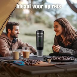Draagbare koffiemachine - Cuisina Lumina ® - Hoogwaardige kwaliteit - 120 ML - Voor onderweg - Draagbaar koffiezetapparaat - Camping gadget - Oplaadbaar - Verwarmt water - Koffiecups & gemalen koffie - Espresso & Lungo - Matte zwart — thumbnail 2