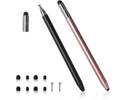 2 Dual-End High-Sensitivity Capacitieve Styluspennen met 8 Rubberen Punten voor Smartphones, Tablets en Touchscreen-Apparaten