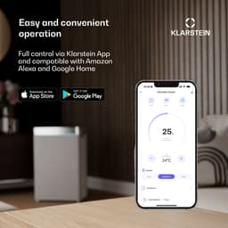 Klarstein airconditioner, 5-in-1 mobiele airconditioner, luchtontvochtiger, ventilator, nachtmodus, antibacteriële luchtreiniger, zeer stille & mobiele airconditioner met luchtafvoerslang, 15000 BTU, pikzwart,4 kW voor 72 m² - Afstandsbediening — thumbnail 12