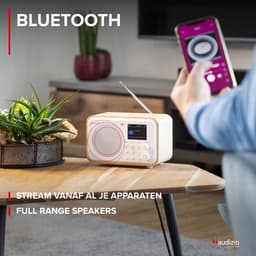 DAB radio met Bluetooth - Audizio Milan - DAB radio retro met accu en FM radio - Wit — thumbnail 2