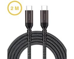 ELCOSTAR® USB C Kabel 2 Meter – 100W Snellader & 20Gbps Data – Oplaadkabel MacBook, iPhone 15, iPad Pro, Samsung Galaxy, Laptop – Nylon Gevlochten – Stevig & Duurzaam