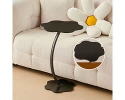 Bijzettafel - Bijzettafel bloemvormig - Laptoptafel - Tafeltje - Banktafel - Bedtafel - Laptop desk - Koffietafel - Zwart