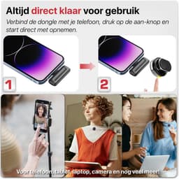 Professionele Draadloze Lavalier Microfoon - Ruisonderdrukking - Mute Knop - Dasspeld - Geschikt voor alle iPhone, Android, iPad & MacBook — thumbnail 4