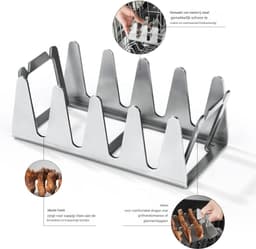 Multifunctionele grill - RVS grillrooster - Perfect voor vlees - Airfryer accessoire - Maximaal grillplezier en een echt krokante korst — thumbnail 6
