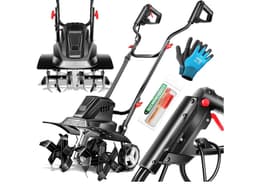 MASKO® elektrische motorhak 1500 Watt | 40 cm werkbreedte 20 cm werkdiepte | grondhak | akkerfrees landbouwer tuinfrees | elektrische hak | inklapbare handgreep | metalen behuizing | transportwielen, zwart — thumbnail 2