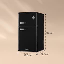 Klarstein Koelkast Irene - Koel-vriescombinatie, retro , 61 liter koelgedeelte, vriesgedeelte, stille werking (40 dB), 2 koelstanden, 2 deurvakken, voor kleine gezinnen en alleenstaanden, zwart - voor Keuken - Mini Fridge — thumbnail 7