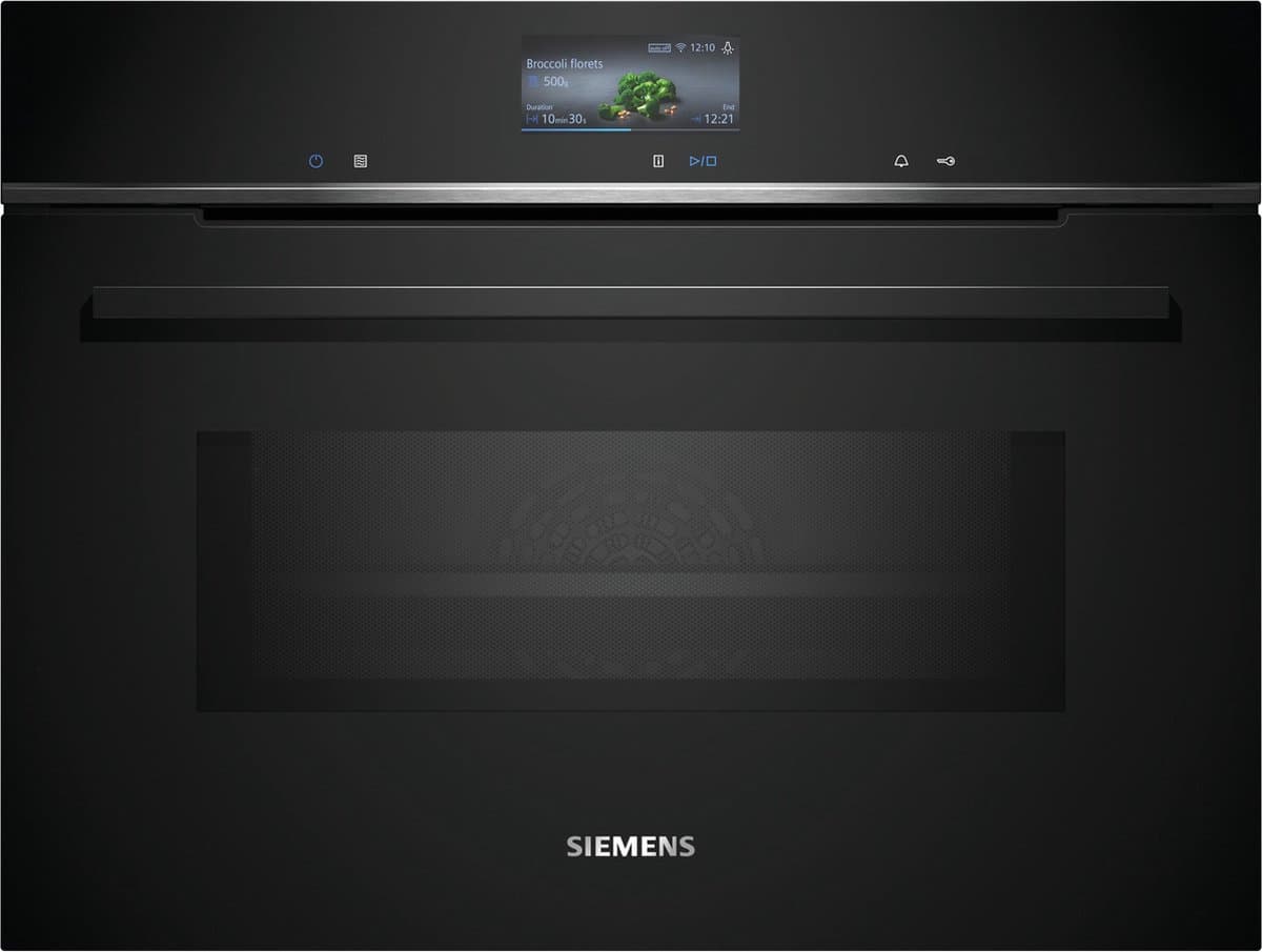 Siemens CM736GAB1 - iQ700 - Compacte inbouw bakoven met magnetron - 60cm x 45cm - varioSpeed: bereid de meest voortreffelijke gerechten tot wel 50% sneller - Home connect - Air Fry-functie: voor perfect en gezonde gefrituurde gerechten — afbeelding 1