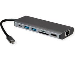 ROLINE dockingstation USB Type C, 8K30 HDMI, 2x USB3.2 Gen1 (A), 1x PD, 1x LAN, SD/MicroSD