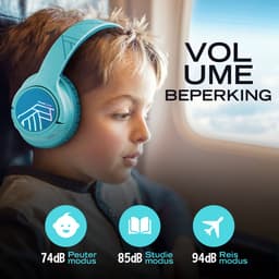 PowerLocus Bobo - Draadloze Koptelefoon voor Kinderen - Bluetooth koptelefoon - 74/85/94dB Volumebegrenzing - Led Verlichting - Audio Sharing Functie - Blauw — thumbnail 7