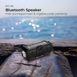 Denver Noodradio - Bluetooth Speaker - Solar Powerbank - 80W - FM Radio - Zaklamp - USB - BTG158 - Zwart — thumbnail 2