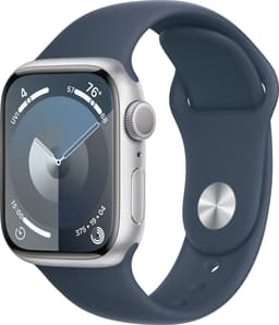Apple Watch Series 9 - GPS + Cellular - 41mm - Silver Aluminium Case with Storm Blue Sport Band - S/M — thumbnail 2