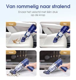 Kruimeldief - Mini kruimeldief - Kruimelzuiger - Handstofzuiger - Nat en droog vuil - Incl. 5 opzetstukken - Air duster - Autostofzuiger - Draadloze stofzuiger - 8000PA - Hepa filter – Blauw — thumbnail 4