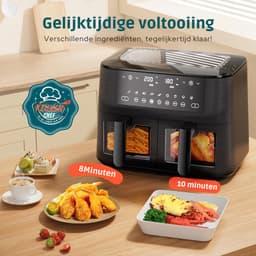 Dual Zone Heteluchtfriteuse 9L XL 2 Laden 9 in 1 Touchscreen Smart Timerfunctie Gezond Koken Zonder Olie — thumbnail 3