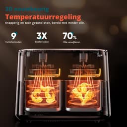 Dual Zone Heteluchtfriteuse 9L XL 2 Laden 9 in 1 Touchscreen Smart Timerfunctie Gezond Koken Zonder Olie — thumbnail 4