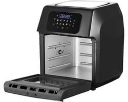Royal Swiss® Airfryer oven - Hetelucht friteuse - 12 liter - 8 programma's - 5 accessoires - 80 tot 200 graden - 1800 watt - Zwart/RVS
