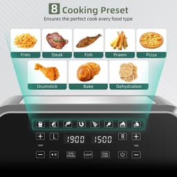 Uten - Dubbele Airfryer - XXL - Hetelucht friteuse - 8 programma's - 4 Accesoires - PFAS vrij - 40 tot 200°C - 1700W - Zwart — thumbnail 5