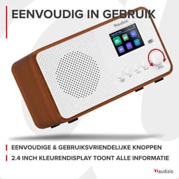 DAB radio - Audizio Avio DAB radio met Bluetooth - DAB+ - FM - USB en AUX - 20 voorkeurszender - Wit — thumbnail 4