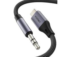 Voomy USB C naar Aux Kabel - 1 meter - 3.5mm Jack Audio - 1 Meter - Gewoven kabel - Geschikt voor Smartphones, Laptops & Tablets en voor in de Auto - Space Grey