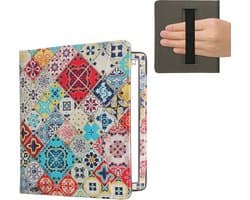 kwmobile flip cover geschikt voor Onyx Boox Leaf 2 - Hoes met handgreep en voorvak voor e-reader - Book case in meerkleurig / bruin - Oriëntaalse Tegels design