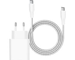 20w usb C power adapter - met usb C kabel - snellader - usb C naar usb C - wit - 2m