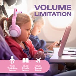 PowerLocus Bobo - Draadloze Koptelefoon voor Kinderen - Bluetooth koptelefoon - 74/85/94dB Volumebegrenzing - Katten Oortjes - Led Verlichting - Roze — thumbnail 8