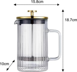 Klausberg Piston Koffie-/Thee Zetter - Glas - 0.6L - Theepress | theemaker| theezetter| French press voor koffie en thee — thumbnail 2