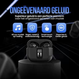 Strex Draadloze Oordopjes met Noise Cancelling - Bluetooth 5.3 - LED Display - Draadloze Oortjes Sport met Bluetooth - Zwart — thumbnail 2