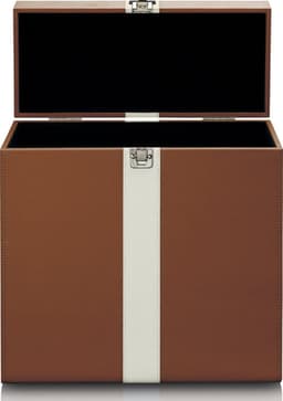 Lenco Platenkoffer - LP Opbergsysteem - Vinyl Houder voor ca. 30 platen - TTA-301BNWH - Bruin — thumbnail 5