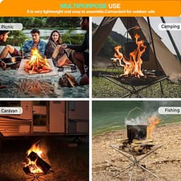 Opvouwbare vuurplaats, draagbare opvouwbare 304 roestvrijstalen gaas campingvuurplaats voor picknick, kampvuur, houtgestookte vuurplaats met draagtas voor terras, camping, tuin - L (55,9 x 55,9 x 43,2 cm) — thumbnail 4