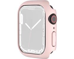 By Qubix - Apple Watch 45mm Hard case (open front) - Roze - Geschikt voor Apple Watch 45mm hoesje - screenprotector - Bescherming iWatch - Bescherm hoesje