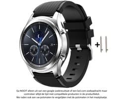 Zwart Siliconen Bandje geschikt voor 22mm Smartwatches (zie compatibele modellen) van Samsung, LG, Seiko, Asus, Pebble, Huawei, Cookoo, Vostok en Vector – 22 mm rubber smartwatch strap - Gear S3 - LG Watch