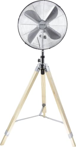 Inventum VST414C - Statiefventilator - 3 snelheden - Ø 46 cm - 85 graden oscillatie - Kantelbaar - Hoogte verstelbaar - Chroom/Hout — thumbnail 4