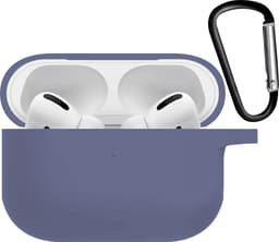 Hoesje - Geschikt voor Apple AirPods Pro 2 - met Clip - Siliconen Hoes - Silicone Case Cover - Grijsblauw — thumbnail 2