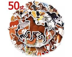 50 Paardenstickers - Mega Pack - Stickers met paarden voor op de fiets, beker, laptop, schoolspullen, kamer, etc - School - Kinderen - Stickers - Plakken - Stikker - KWPN Bundel - Set - 50