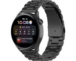 By Qubix - Geschikt voor Garmin bandje - Geschikt voor Garmin Venu 2 / Garmin Venu 3 - Stalen schakelband - Zwart - Smartwatch bandje 22mm